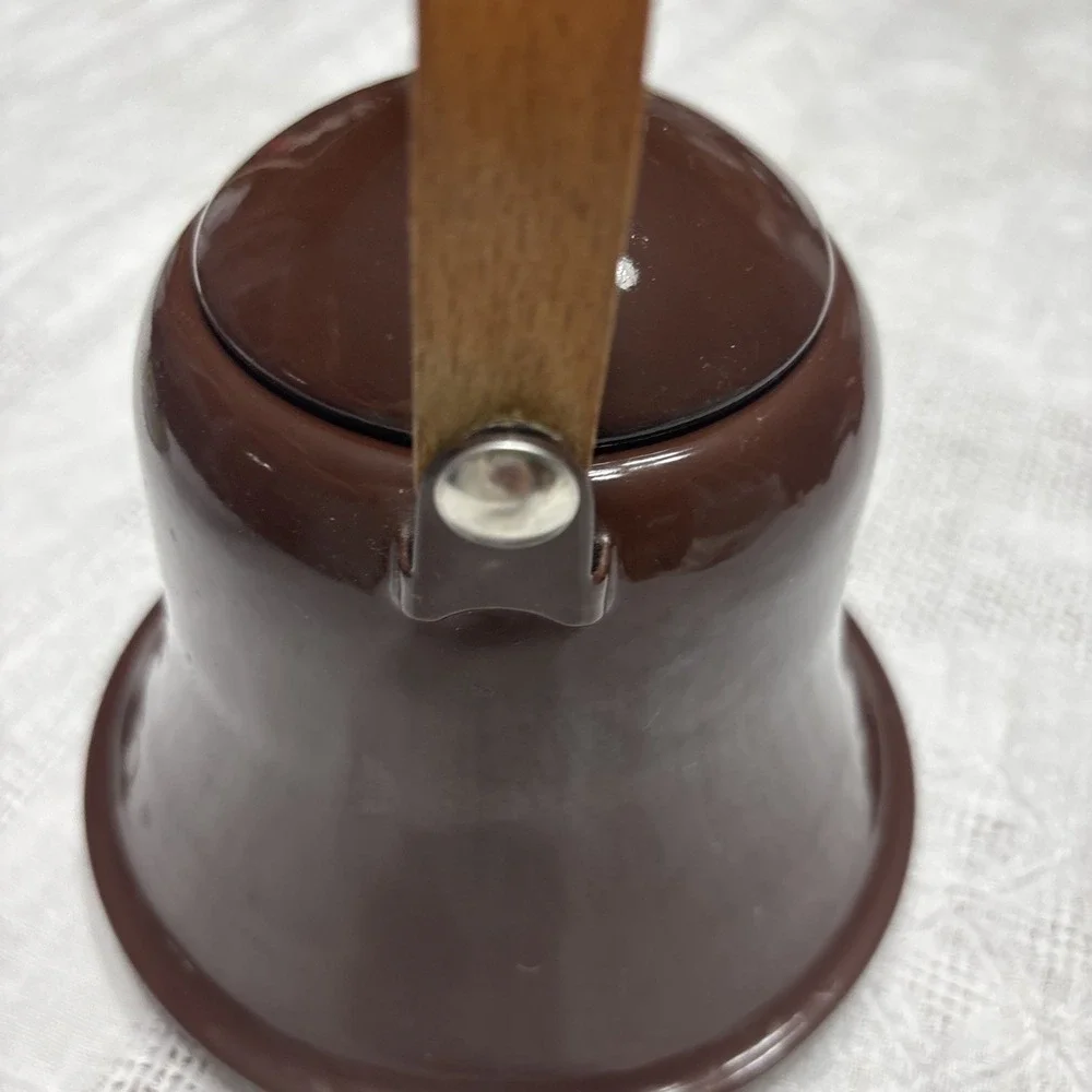 Pretty Shiny Rich Brown Enamel Ware Tea Kettle Metal Farmhouse Cottage Rustic